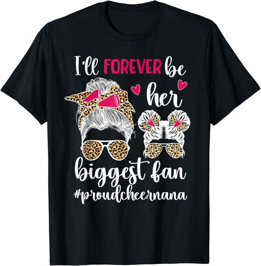 [100% Cotton] Her Biggest Fan Cheer Nana Grandma Of A Cheerleader Nana T-Shirt