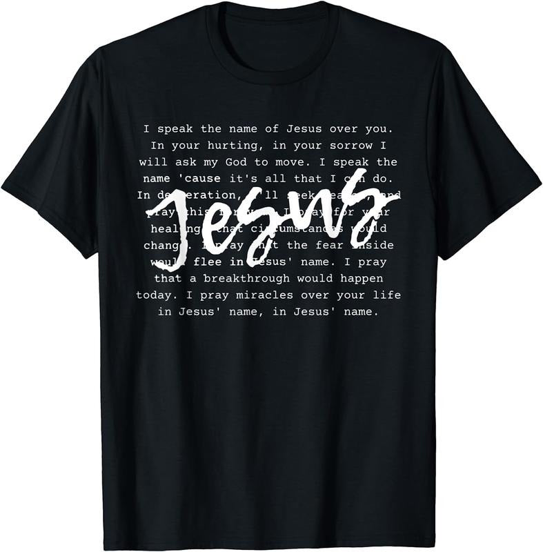 [100% Cotton] I Speak The Name Of Jesus Vintage Christian Faith Prayer T-Shirt