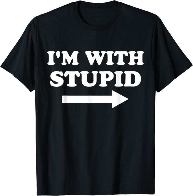 [100% Cotton] I'm With Stupid Funny Matching Couples Humor T-Shirt