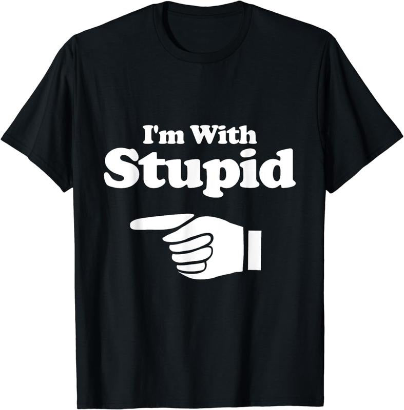 [100% Cotton] I'm With Stupid Shirt Pair, Couple, Brother Sister Funny Tee