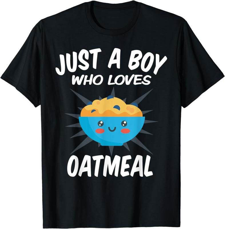 [100% Cotton] Just A Boy Who Loves Oatmeal &reg; Funny Oatmeal T-Shirt