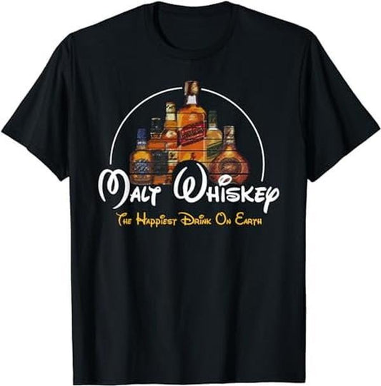 [100% Cotton] Malt Whiskey Shirt, Happiest Drink Funny Pun Parody T-Shirt