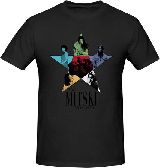 [100% Cotton] Mitskis Music Miyawaki Shirt Men's Crew Neck Short Sleeve Tops Fashion Trend Tee Deep Heather