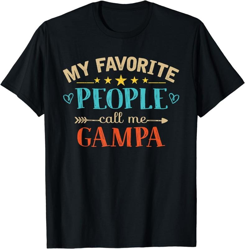 [100% Cotton] My Favorite People Call Me Gampa Retro Style Funny Grandpa T-Shirt