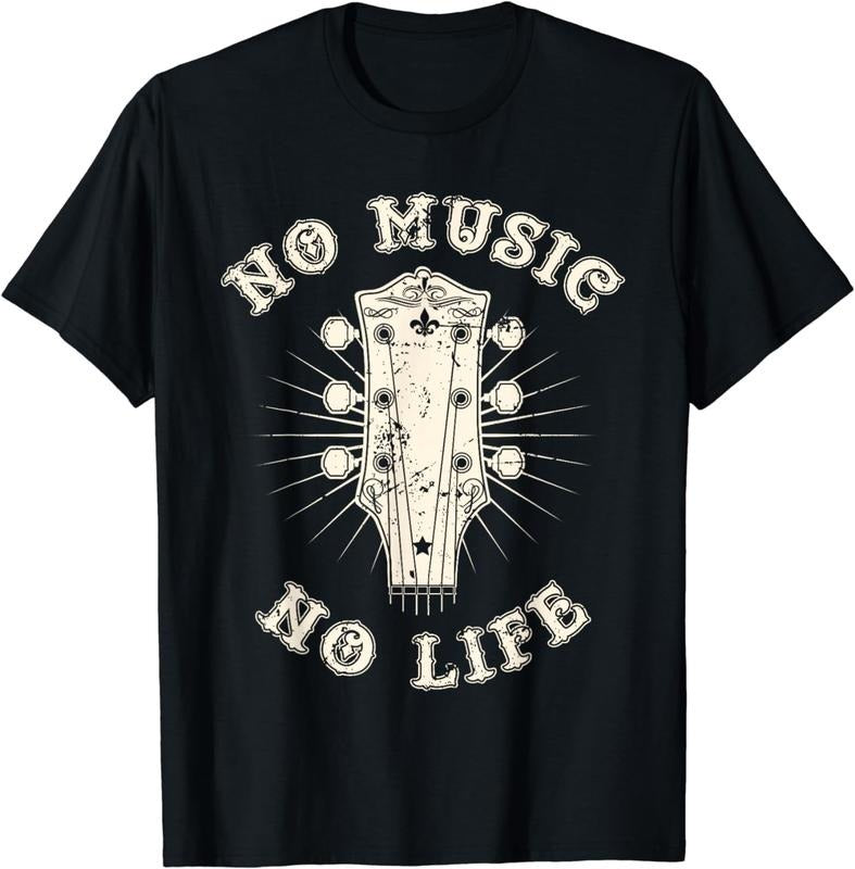 [100% Cotton] No Music No Life - Music Lover Rhythm and Passion Retro T-Shirt