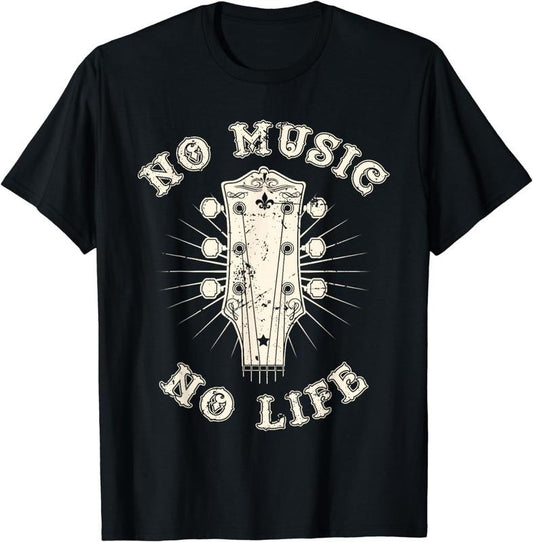 [100% Cotton] No Music No Life - Music Lover Rhythm and Passion Retro T-Shirt