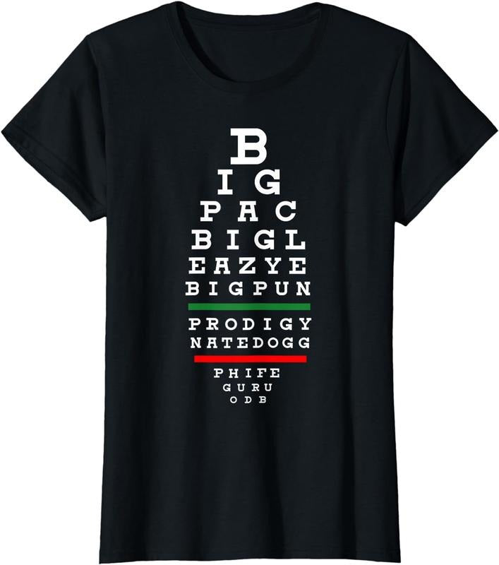[100% Cotton] Old School Hip Hop Music Rap Legends Eye Chart 90s Hip-Hop T-Shirt