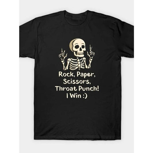 [100% Cotton] Rock, Paper, Scissors, Throat Punch Funny Graphic Tee