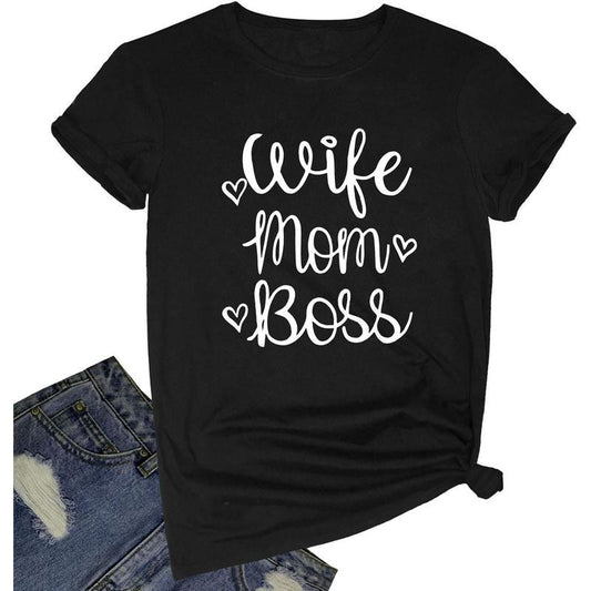 [100% Cotton] Women Wife Mom Boss Graphic Funny T Shirts Cute Tees