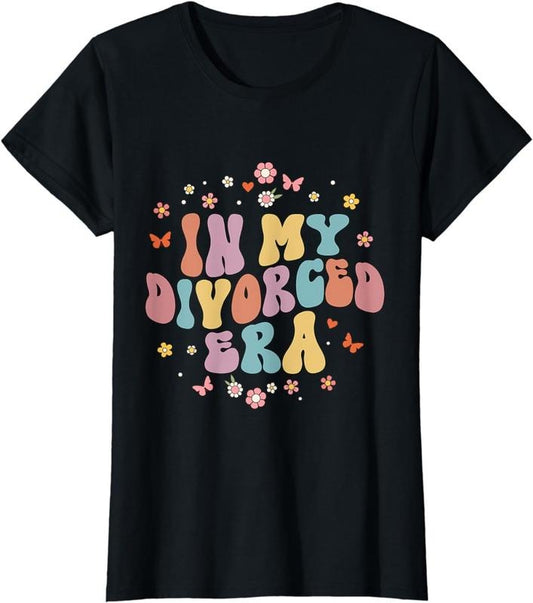 [100% Cotton] Womens In My Divorced Era Funny Divorce Party Saying Divorcee Funny T-Shirt