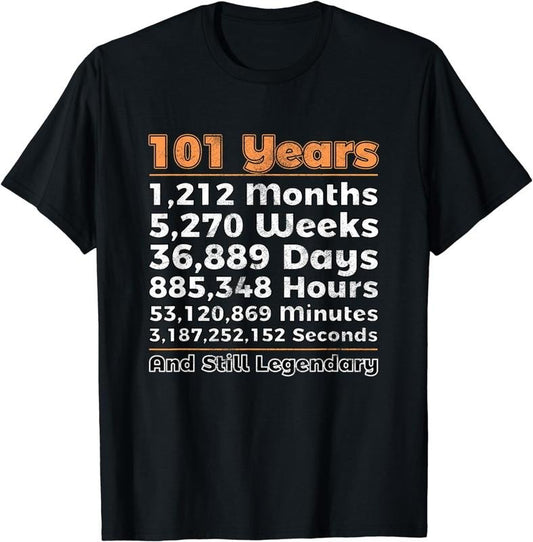 [100% Cotton]101st Birthday Shirt Gift 101 Years Old And Still Legendary