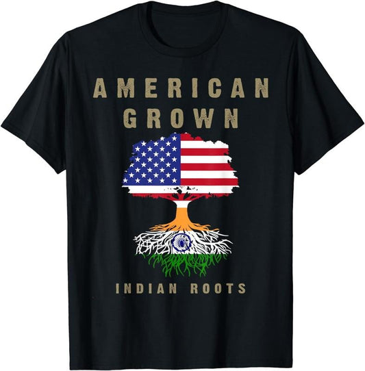 [100% Cotton]American Flag Indian India Roots - Punjabis India T-Shirt
