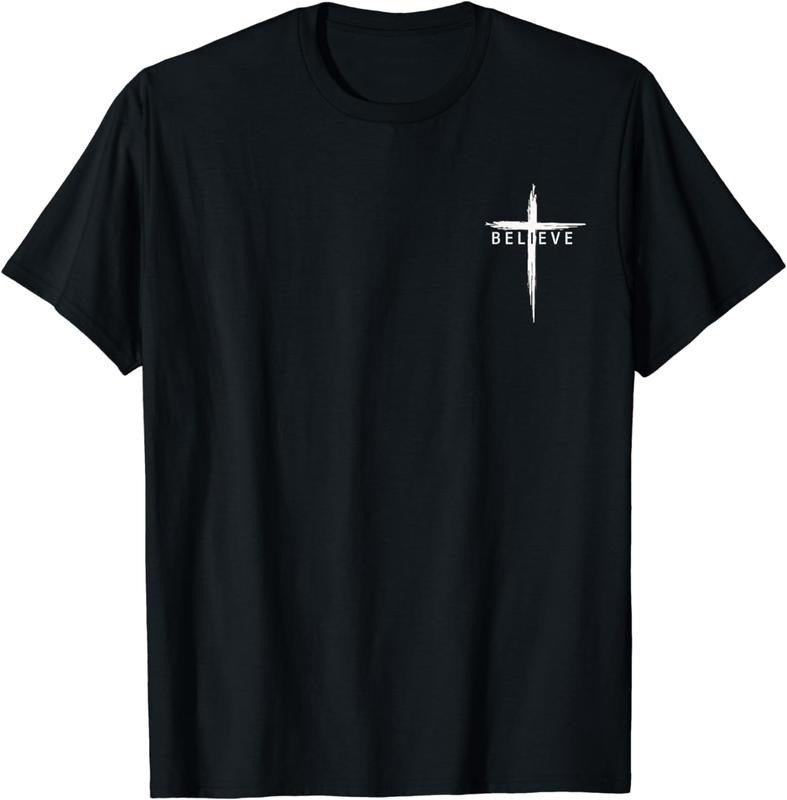 [100% Cotton]Believe Christian Cross Jesus Christ Christians Men Women T-Shirt