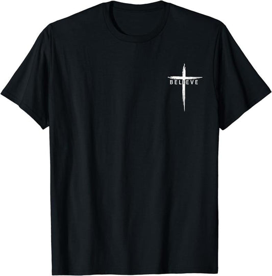 [100% Cotton]Believe Christian Cross Jesus Christ Christians Men Women T-Shirt