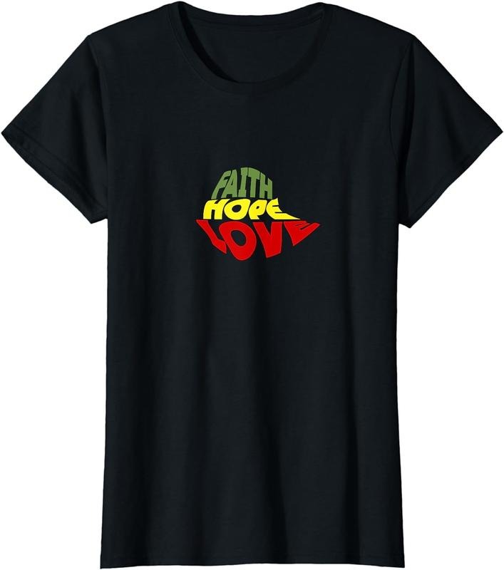 [100% Cotton]Faith Hope and Love on Ethiopian Map trendy T-Shirt