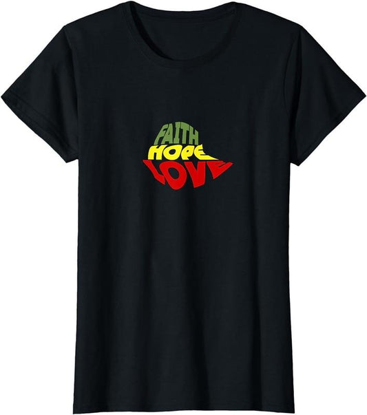 [100% Cotton]Faith Hope and Love on Ethiopian Map trendy T-Shirt