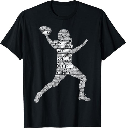 [100% Cotton]Football Player American Football Boyss Men T-Shirt Black