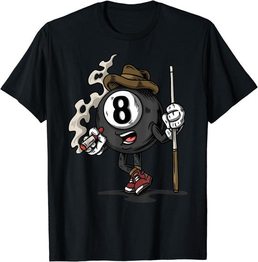 [100% Cotton]Funny 8 Ball Billiard Pool Player Eight Ball Billiards T-Shirt