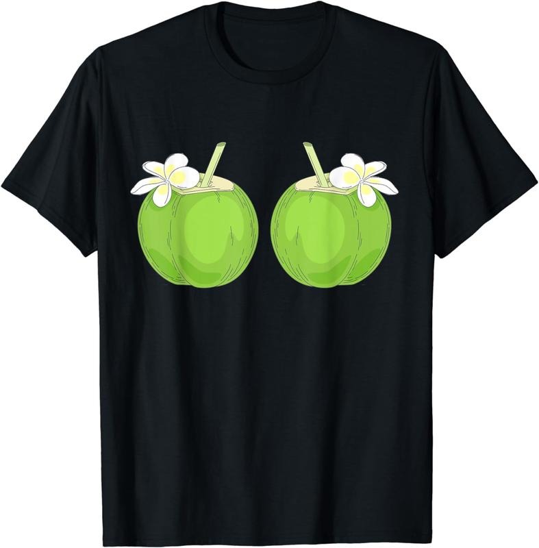 [100% Cotton]Funny Hawaiian Female Coconuts Aloha T-Shirt