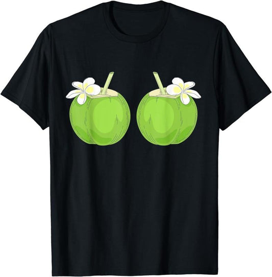 [100% Cotton]Funny Hawaiian Female Coconuts Aloha T-Shirt