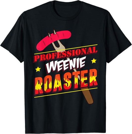 [100% Cotton]Funny Hotdog Grilling - Grill Master Weenie Roaster T-Shirt