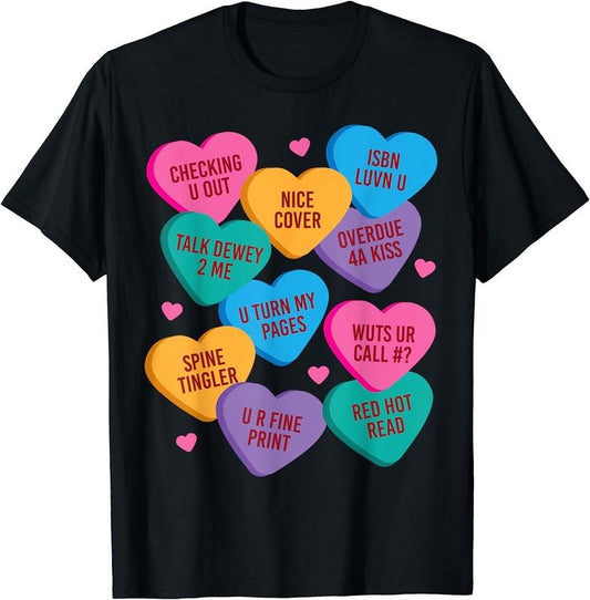[100% Cotton]Funny Librarian Shirt Valentines Book Worm Reading Tshirt