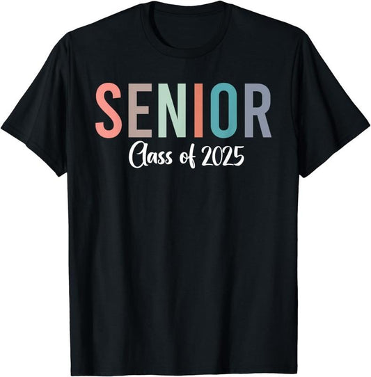 [100% Cotton]Funny Senior Graduation Class of 2025 Senior Boys Girls T-Shirt