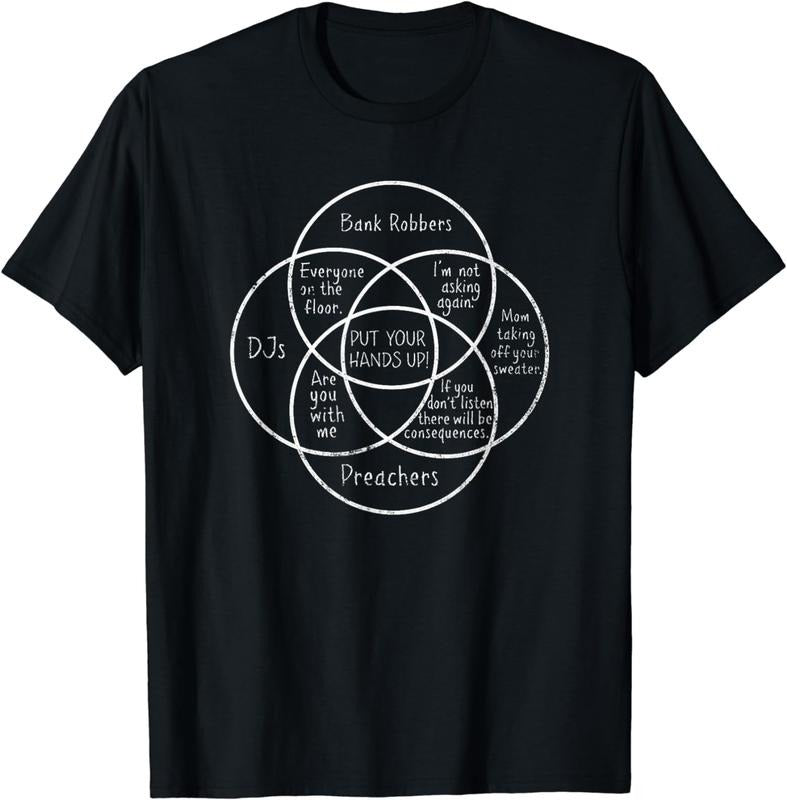 [100% Cotton]Funny Venn Diagram "PUT YOUR HANDS UP!" Distressed T-Shirt