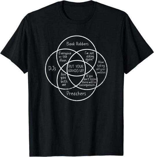[100% Cotton]Funny Venn Diagram "PUT YOUR HANDS UP!" Distressed T-Shirt