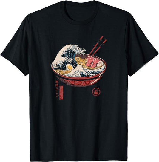 [100% Cotton]Great Ramen Wave T-Shirt T-Shirt