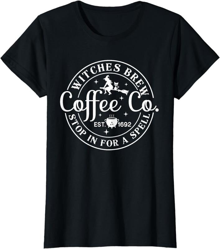 [100% Cotton]Halloween Witch Motif - Witches Brew Coffee & Co T-Shirt