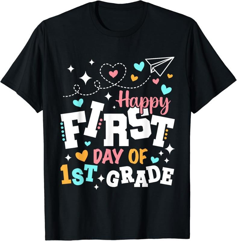 [100% Cotton]Happy First Day Of First Grade 1st Grade First Day Of School T-Shirt