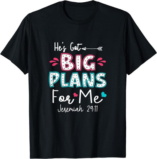 [100% Cotton]He's Got Big-Plans For Me Christian Children Bible Verse T-Shirt