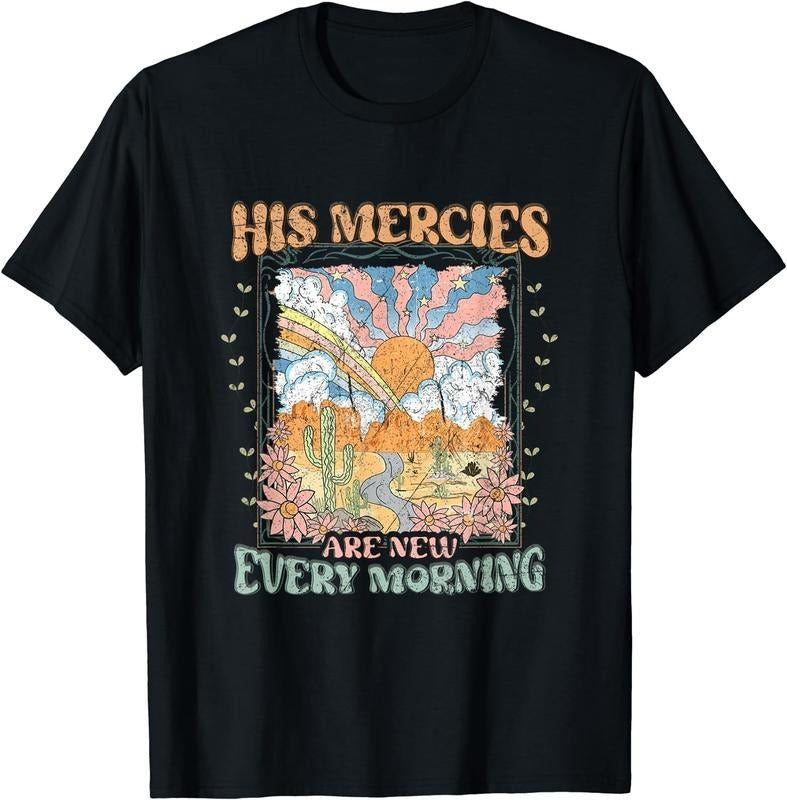[100% Cotton]His Mercies Are New Every Morning Bible Verse Christian T-Shirt