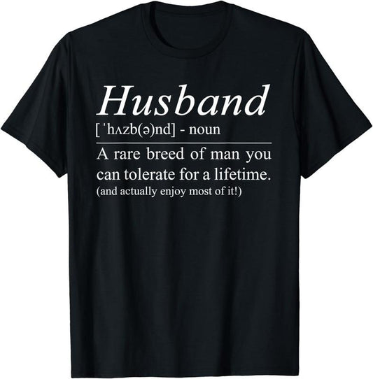 [100% Cotton]Husband Definition Funny Husband Wife Sarcasctic humor T-Shirt