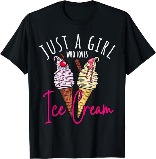 [100% Cotton]Ice Cream Lover, Girls Summer, Foodie, Girls Funny Ice Cream T-Shirt