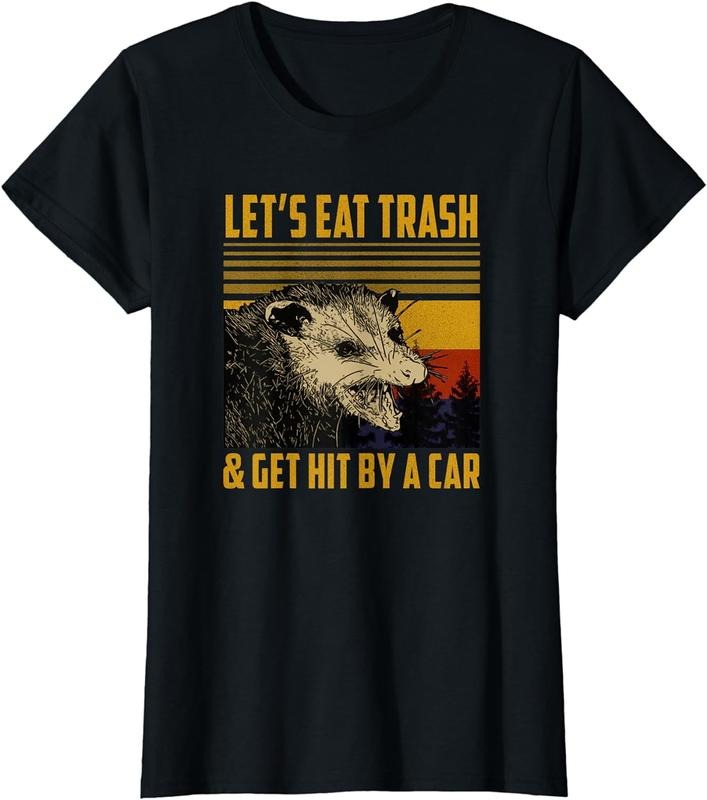 [100% Cotton]Let's Eat Trash and Get Hit By A Car Vintage Opossum T-Shirt