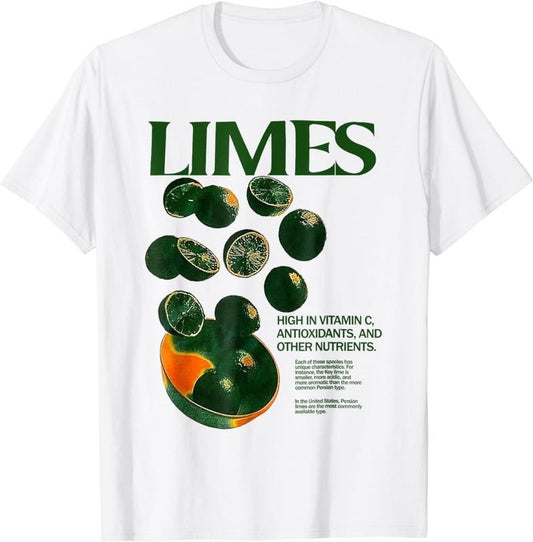[100% Cotton]Limes Funny High In Vitamin C Antioxidants Other Nutrients T-Shirt