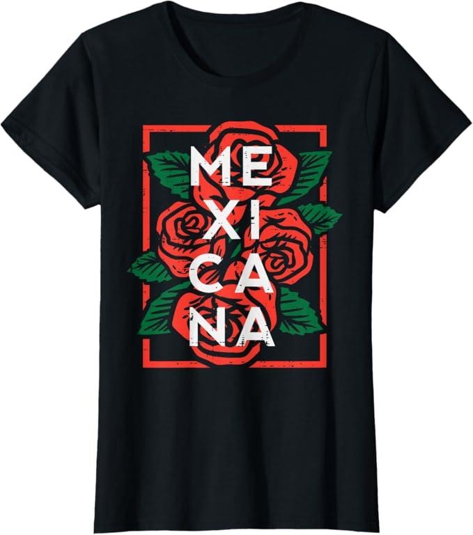 [100% Cotton]Mexican Independence Day Mexicana Roses Women Girls Kids T-Shirt