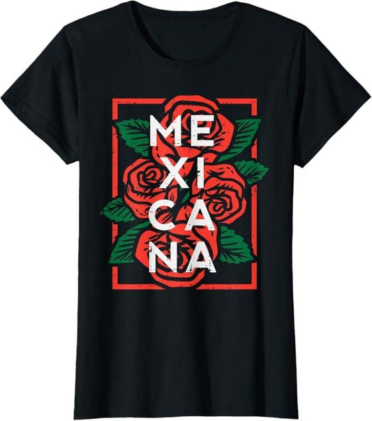 [100% Cotton]Mexican Independence Day Mexicana Roses Women Girls Kids T-Shirt