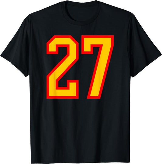 [100% Cotton]Number #27 Red Yellow Favorite Number 27 T-Shirt