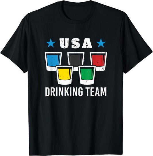 [100% Cotton]Patriot Olympic USA Drinking Team Beer T-Shirt
