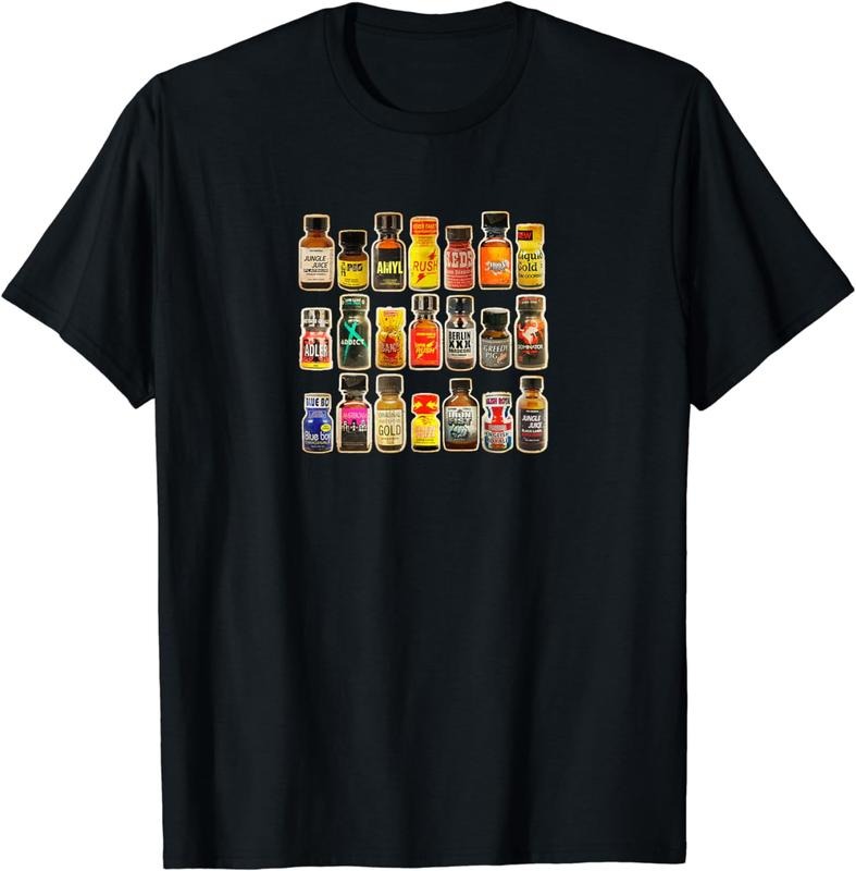 [100% Cotton]Poppers Bottles Vintage Gay Rush Jungle Juice Amyl Inhaler T-Shirt
