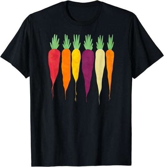 [100% Cotton]Rainbow Carrots Vegetable Vegan Plant Based Organic Food T-Shirt