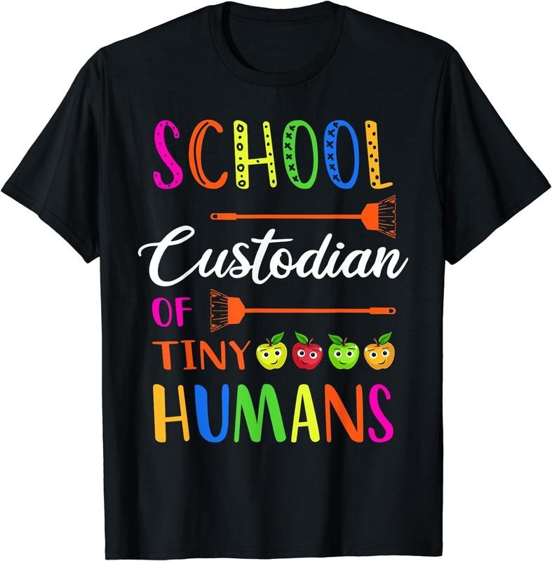 [100% Cotton]School Custodian Of Tiny Humans Funny Custodians Janitor T-Shirt