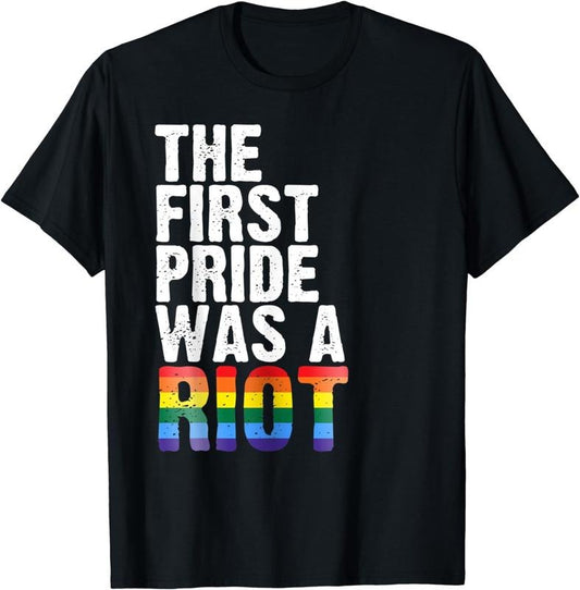 [100% Cotton]The first pride was a riot pride parade NYC 50th anniversary 2024-Plus-size casual trend T-Shirt