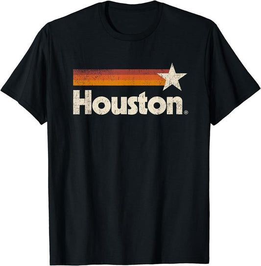 [100% Cotton]Vintage Houston Texas T-Shirt Houston Strong Stripes T-Shirt