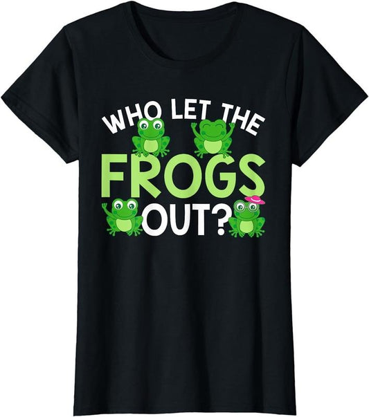 [100% Cotton]Who Let The Frogs Out Funny Frog Lovers MM T-Shirt