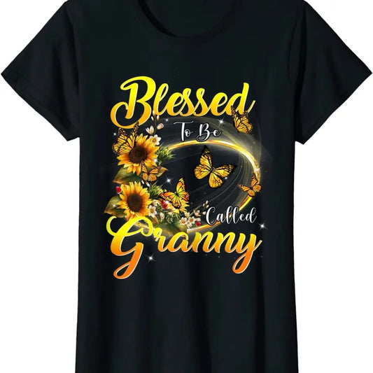 [100% Cotton]ZOCAVIA Womens Blessed to Be Called Granny Shirt Sunflower Lovers Grandma T-Shirt O-Neck Tops