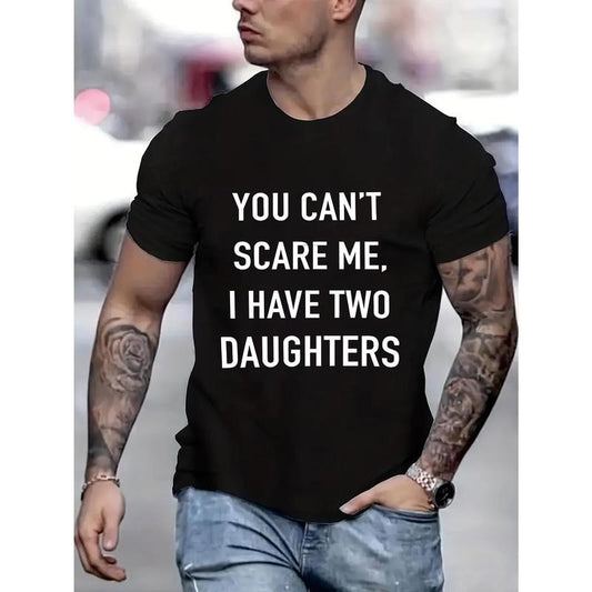 100% cotton T-shirt, Father's Day letter printed T-shirt men's casual style summer and autumn slightly elastic round neck T-shirt1 Made in USA